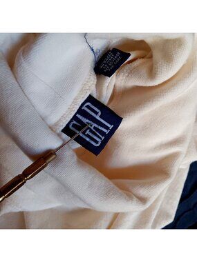 Vintage Men's XL Turtleneck 1990's Gap White All Cotton Long Sleeve Shirt